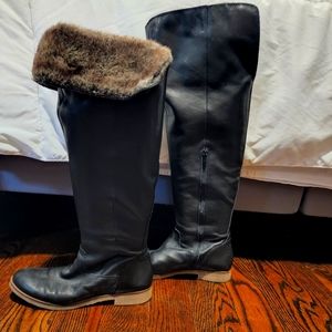 Lucky Brand fur lined over knee boot size 9